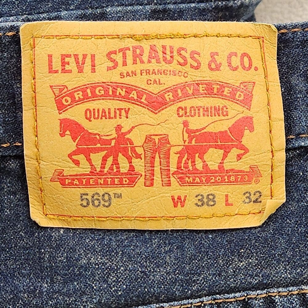 Levi's 569 Jeans Men's 38x32 Blue Dark Wash Denim Loose Straight - Picture 3 of 8